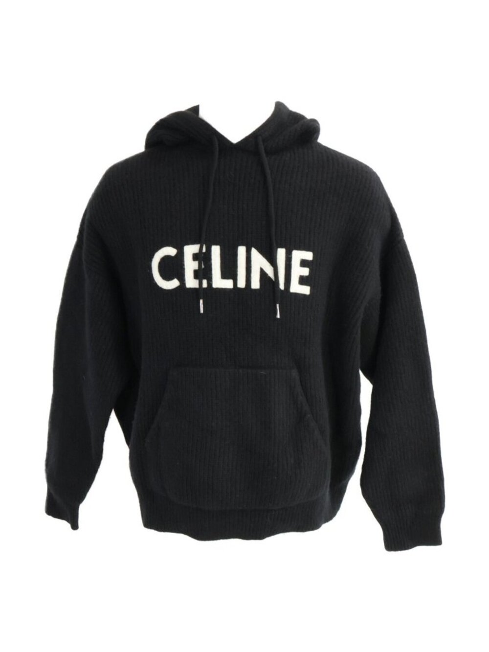 Celine Hedi Slimane Era Wool Logo Pullover Knit Hoodie XS
